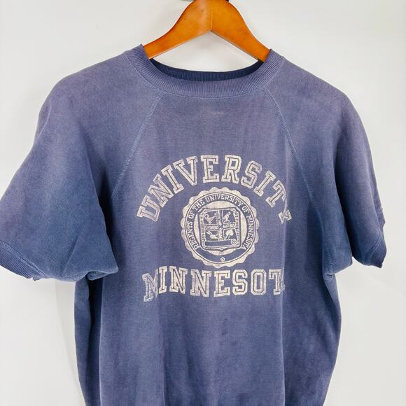 Vintage 1960’s Champion Sweatshirt Flock Print Sz Medium University Of Minnesota - Picture 3 of 8